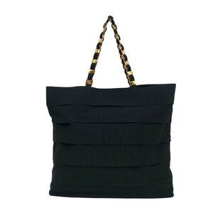 Salvatore Ferragamo Black Tiered Grosgrain Ribbon Tote Bag